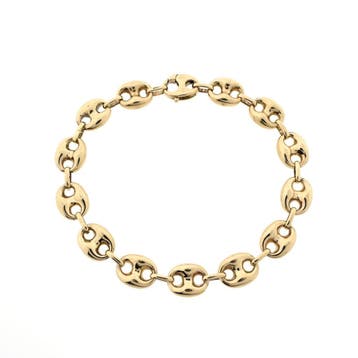 Gouden marineschakel armband (Schakelarmband), Sieraden, Tassen en Uiterlijk, Armbanden, Ophalen of Verzenden, Gebruikt, Goud