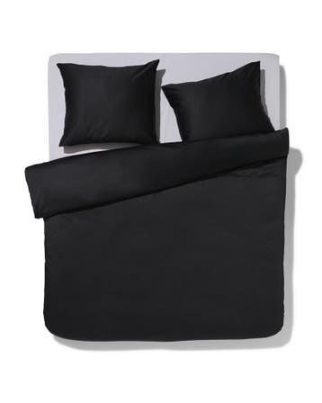 HEMA Dekbedovertrek 240x200/220cm hotel katoen satijn zwart, Verzenden, Nieuw, Zwart