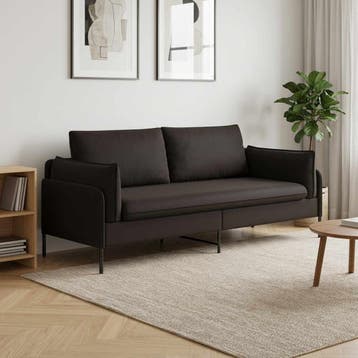 vidaXL 3-Zits Bank Zwart 222 x 81 x 89 cm fluweel, Huis en Inrichting, Verzenden, Stof, 200 tot 250 cm, Driepersoons