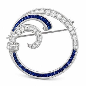 Broche Vintage platina 1,0 ct diamant en saffier broche,