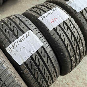 4 x Pirelli 205-45-16 Zomerbanden 8mm, Gebruikt, 16 inch, Band(en), Personenwagen