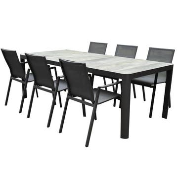 New Valley New Delhi dining tuinset 220x100x74,5 cm 7 delig, Ophalen of Verzenden, Nieuw, Aluminium