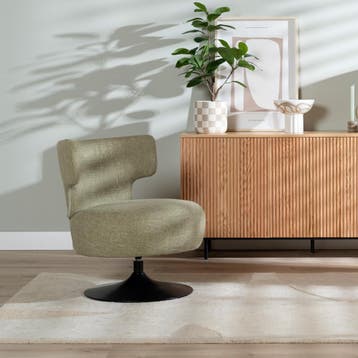 50% Korting: Fauteuil Metro draaibaar linnen olijfgroen, Huis en Inrichting, Ophalen, Zo goed als nieuw, Stof, Retro, Vintage