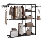 Zwarte Metalen Kledingkast met 8 Planken en Haken, Huis en Inrichting, Kasten | Kledingkasten, Verzenden, Nieuw