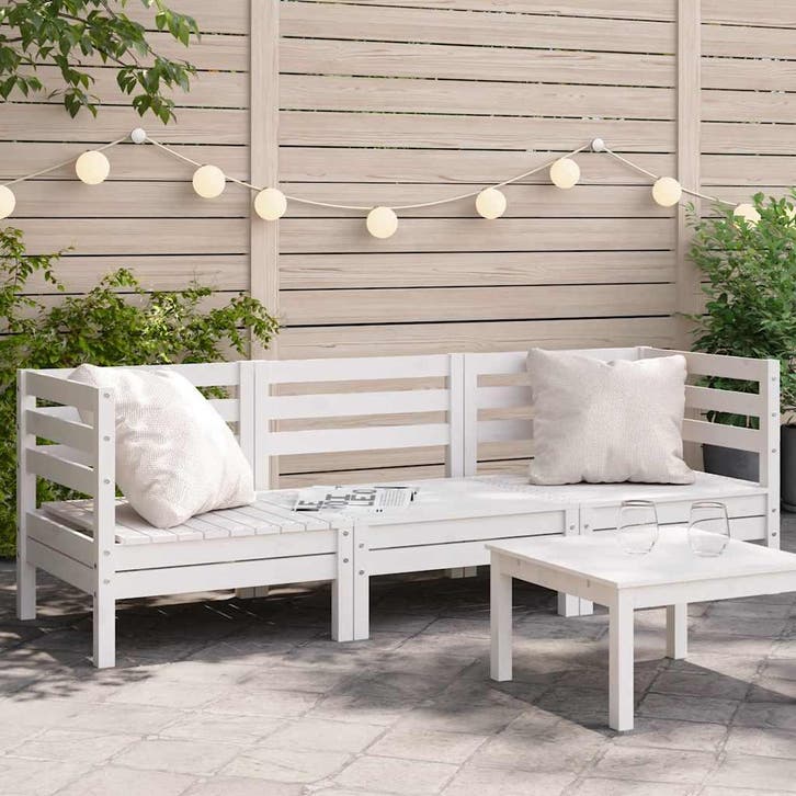 vidaXL Tuinbank 3-zits massief grenenhout wit, Tuin en Terras, Tuinsets en Loungesets, Nieuw, Verzenden