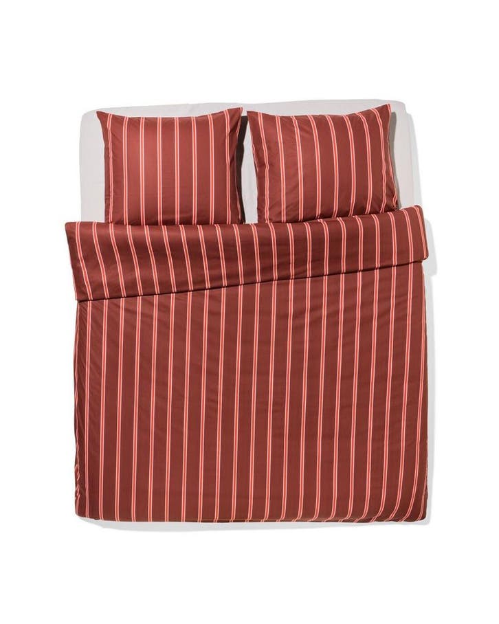 HEMA Dekbedovertrek 200x200/220cm zacht katoen strepen bruin, Huis en Inrichting, Slaapkamer | Beddengoed, Nieuw, Verzenden