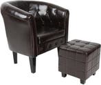 Fauteuil met armleuning - Relaxstoel - Met Hocker - Bruin -, Verzenden, Zo goed als nieuw