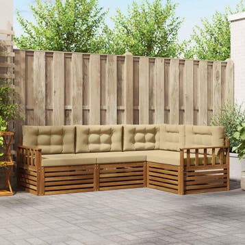 vidaXL Buiten bankenset 4 st Natuurlijk en Beige, Verzenden, Nieuw