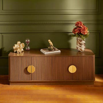 Design tv-meubel - walnoot - 140 x 40 x 48 cm, Huis en Inrichting, Kasten | Televisiemeubels, Verzenden, Nieuw, 150 tot 200 cm