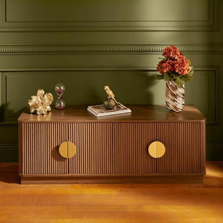 Design tv-meubel - walnoot - 140 x 40 x 48 cm, Huis en Inrichting, Kasten | Televisiemeubels, Nieuw, 150 tot 200 cm, Verzenden