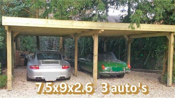 carport 3 autos 7,5x9x2,6, Nieuw