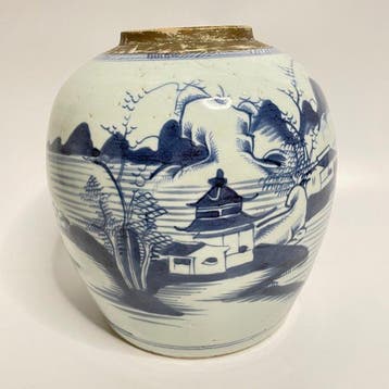 Pot - Porselein - Blauw-witte gemberpot