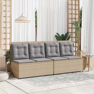 vidaXL Tuinbank Beige poly rattan, Tuin en Terras, Tuinsets en Loungesets, Verzenden, Nieuw, Rotan