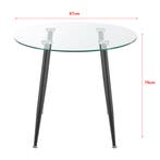 [en.casa] Glazen tafel Humppila rond 75x87 cm zwart en trans, Huis en Inrichting, Tafels | Eettafels, Verzenden, Nieuw