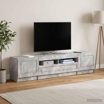 vidaXL LED tv-meubel UTRECHT 3 st Betongrijs Bewerkt hout, Minder dan 50 cm, Verzenden, Nieuw, Minder dan 100 cm