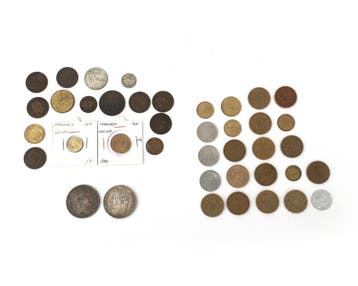 Diverse munten, waaronder zilver, brons, Frankrijk, 19e eeuw