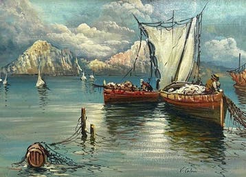 Vincenzo Colucci (1898-1968) - Barche nel Golfo di Napoli, Antiek en Kunst