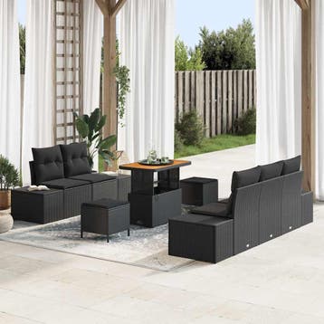 vidaXL Tuinbankenset 8 st 7-Aantal zitplaatsen Zwart Poly, Verzenden, Nieuw, Rotan, 8 zitplaatsen
