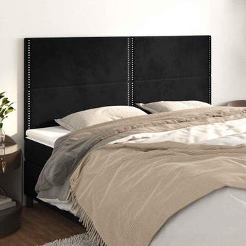 vidaXL Hoofdbord zwart 200x5x118/128 cm fluweel, Verzenden, Nieuw, Zwart, Stof