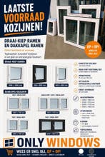 Only Windows: Laatste voorraad kozijnen - Op = Op!, Nieuw, Kunststof, Raamkozijn, Inclusief glas
