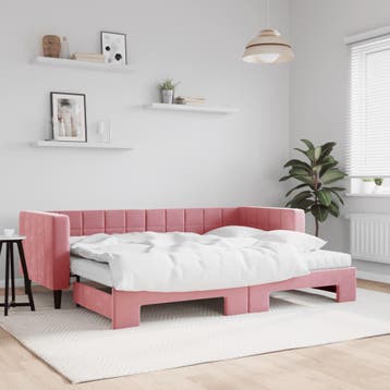 vidaXL Slaapbank onderschuifbed en matrassen 80x200 cm, Eenpersoons, Verzenden, Nieuw, 80 cm