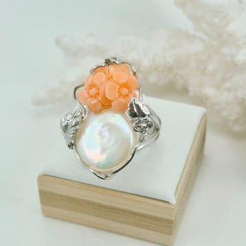 Koraal - Zilver - Ring - Roze koraal