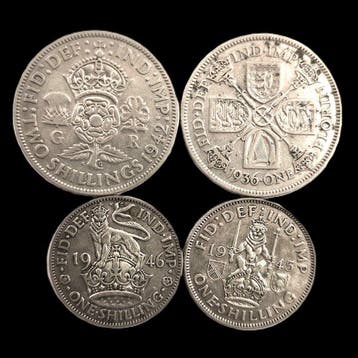 Verenigd Koninkrijk. George V - George VI. 1-2 Shillings + 1