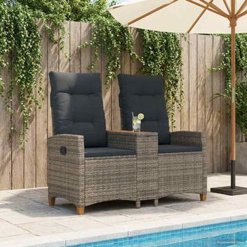 vidaXL Ligbank met tafel 2 -Seater 126 x 65 x 112 cm poly, Verzenden, Nieuw