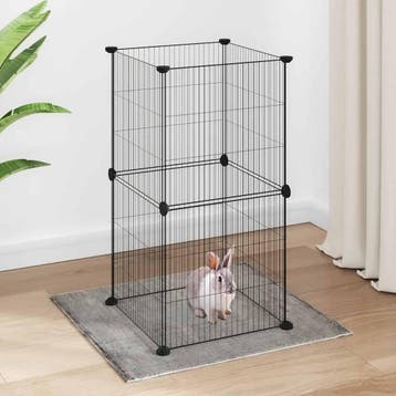 vidaXL Huisdierenkooi met 8 panelen 35x35x70 cm staal zwart, Verzenden, Nieuw