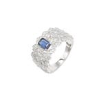 Verlovingsring - 14 karaat Witgoud - 1.24ct. tw. Saffier -