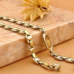 Bicolor gouden fantasieschakel armband (Schakelarmband), Ophalen of Verzenden, Gebruikt, Overige kleuren, Goud