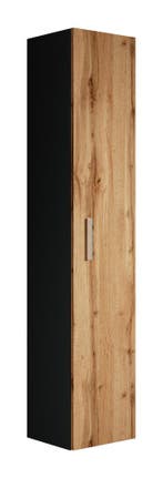 Badkamerkast Pluto 30 x 30 x 150 cm Eiken Zwart Kolomkast, Verzenden, Nieuw, (Half)hoge kast