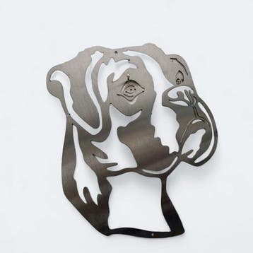 Wanddecoratie metalen hond boxer | 38.7 cm 31.1 cm, Tuin en Terras, Verzenden, Nieuw