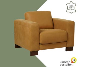 Leren fauteuil Clear, Bohemian, Eigentijds, Modern, Retro, Vintage, Nieuw, Ophalen of Verzenden, 100 tot 125 cm