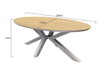 Salvador dining tuintafel ovaal latte 220x114xH75 cm, Ophalen of Verzenden, Nieuw