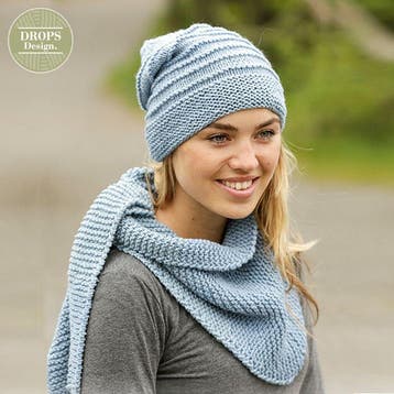 Patroon Gebreide Muts en Sjaal Blue Winds met Drops Big, Ophalen of Verzenden, Nieuw