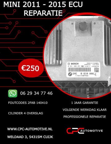 MINI 2011 - 2015 ECU REPARATIE 0261S09291 2FAB MISFIRE, Nieuw, Mini