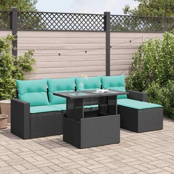 vidaXL 6-delige Loungeset met kussens poly rattan acacia, Verzenden, Nieuw, Loungeset