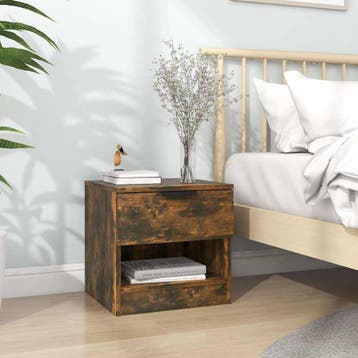 vidaXL Nachtkastje bewerkt hout gerookt eikenkleurig, Minder dan 45 cm, Verzenden, Nieuw, Minder dan 55 cm