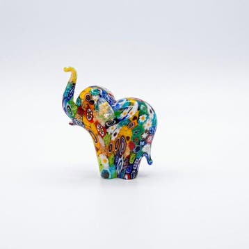 Murano - sculptuur, Scultura di Elefante con murrine, Antiek en Kunst, Antiek | Glas en Kristal