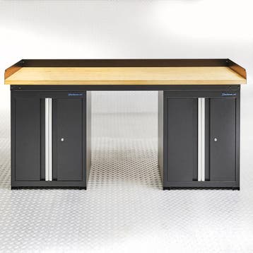 Datona Werkbank PRO bamboe - 2 opbergkasten - 200 cm - zwart, Ophalen of Verzenden, Nieuw