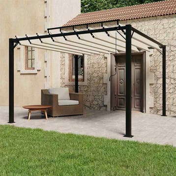 vidaXL Prieel met lamellendak 3x3 m stof en aluminium, Verzenden, Nieuw