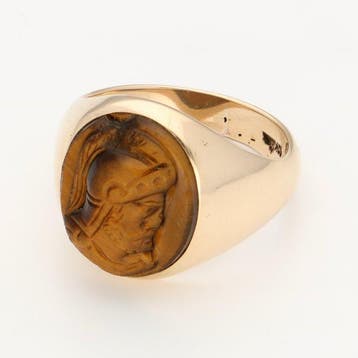 Ring - 10 kt. Geel goud - Tijgeroog, Nieuw
