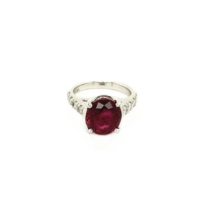 Witgouden ring met toermalijn en diamant 18 krt, Sieraden, Tassen en Uiterlijk, Ringen, Ophalen of Verzenden