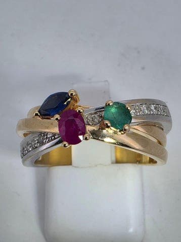 Guy Laroche - Ring - 18 karaat Geel goud Robijn - Diamant, Nieuw
