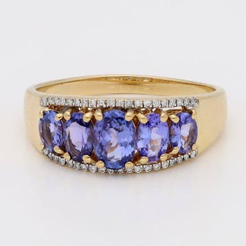 Ring - 18 karaat Geel goud Amethist - Diamant, Nieuw