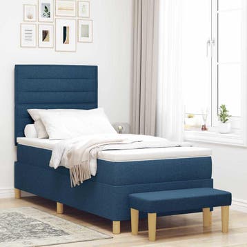 vidaXL Boxspring bed met hoofdeinde Blauw 200 x 90 cm Stof, Verzenden, Nieuw, Blauw
