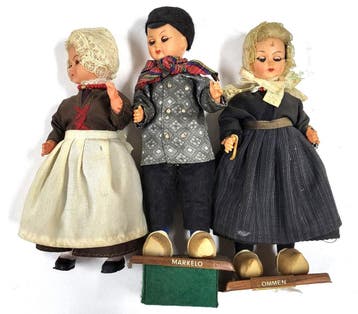 Vintage drie klederdrachtpopjes uit Markelo en Ommen, Verzenden, Gebruikt