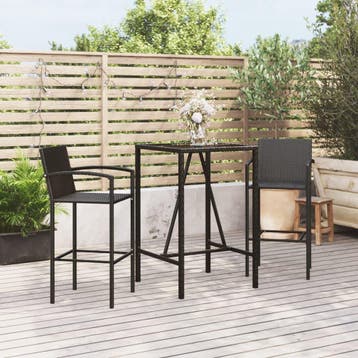 vidaXL 3-delige Tuinbarset poly rattan zwart, Verzenden, Nieuw, 2 zitplaatsen