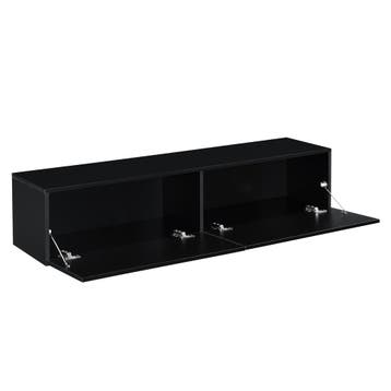 TV meubel Evaton zwevend 140x33x30 cm zwart hoogglans [en.ca, Verzenden, Nieuw
